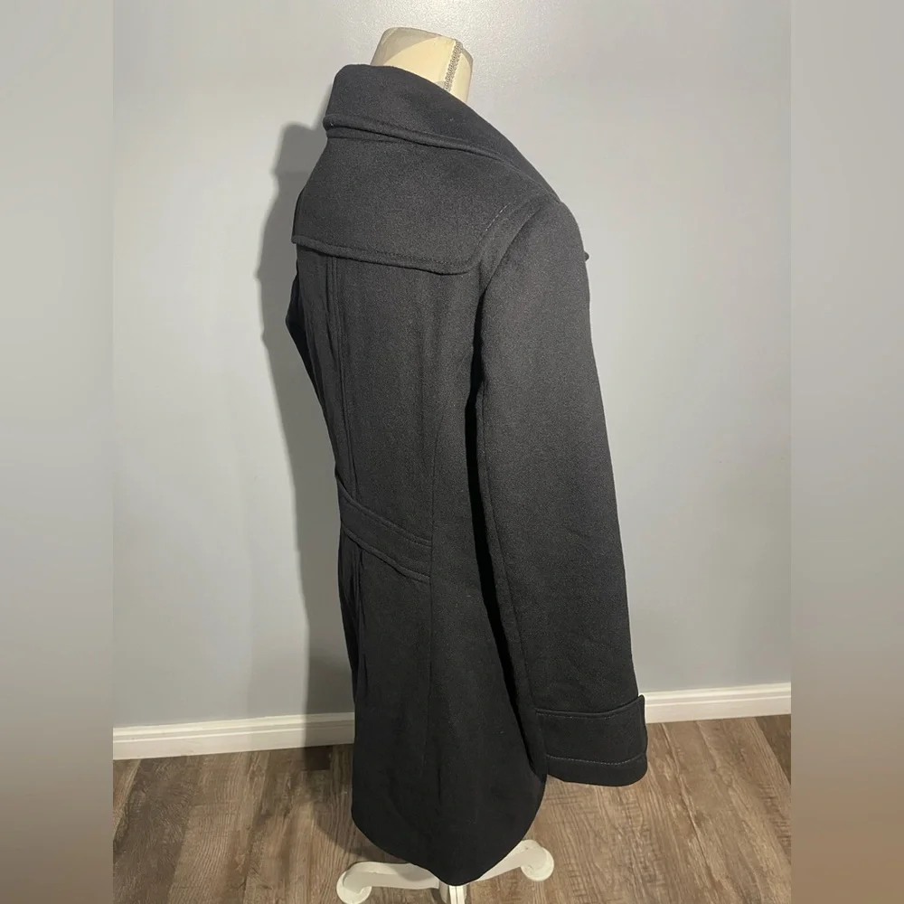 Tahari Black Pea Coat with Silver‎ Buttons